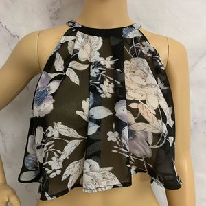 Fashion Nova Floral Sheer Crop Top Size XS